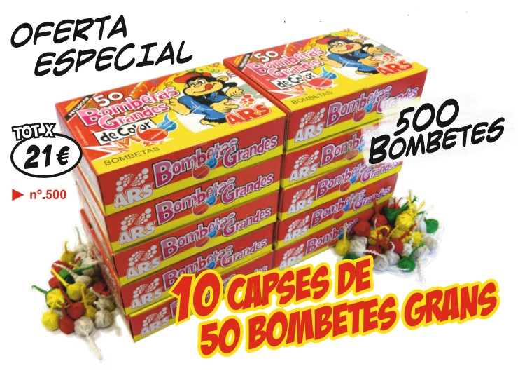 500* PACK BOMBETAS 1O CAJAS